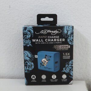 (#125) ED HARDY Blue RAPID CHARGE WALL CHARGER 1.5X faster